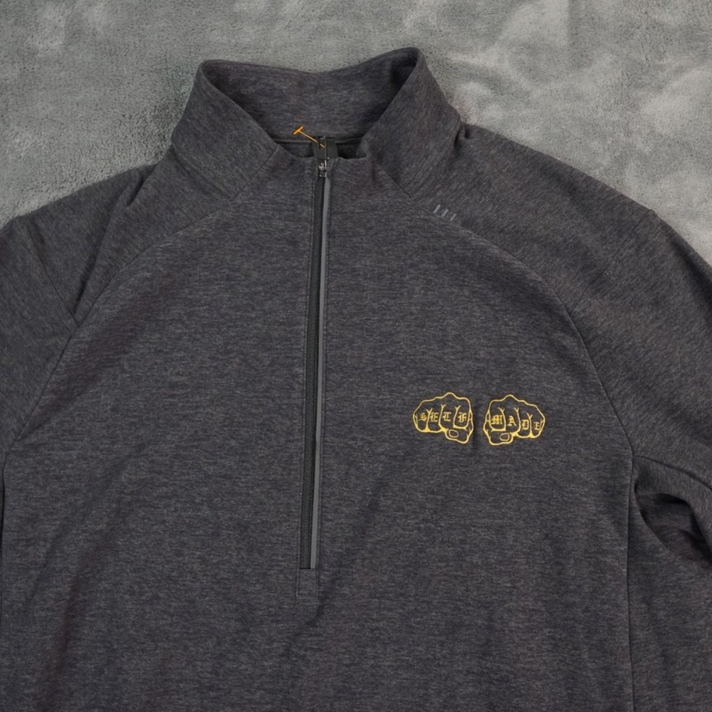 Lululemon Surge Pullover Mens Gray Half-Zip Elite 8 Self Made Fists Workout‎
